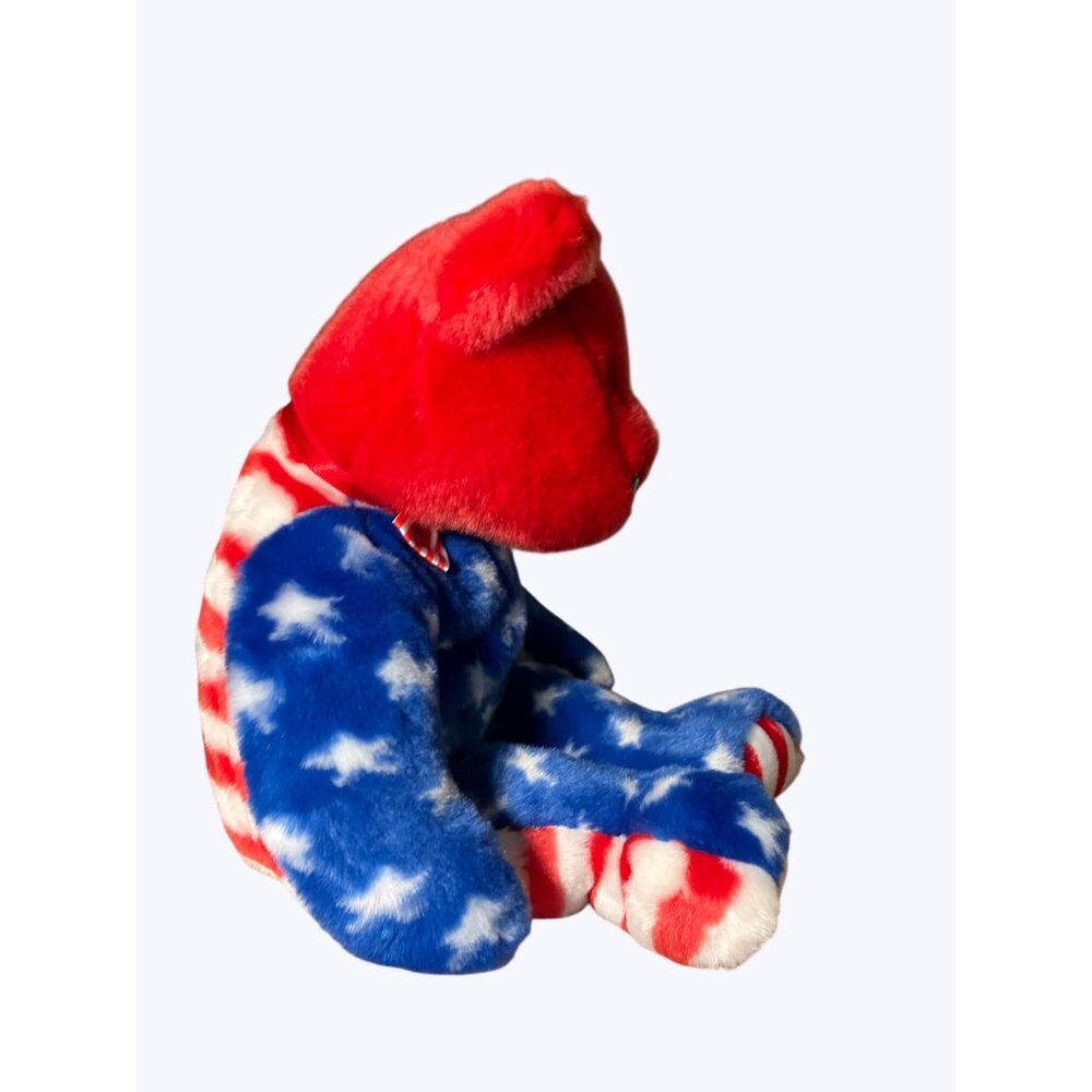 Ty Beanie Buddies Liberty Red and Blue Plush Bear With Stars and Stripes Design - Picture 3 of 10